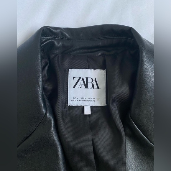 Zara Leather Coat Size L (worn less than three times) - Picture 4 of 5